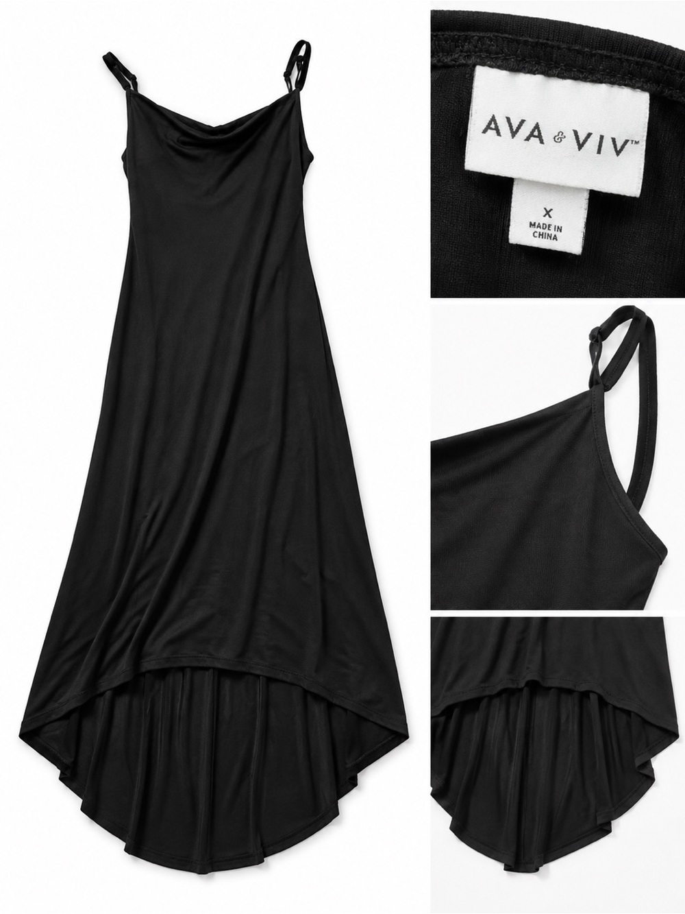 Ava & Viv Black High-Low Sleeveless Dress Size X